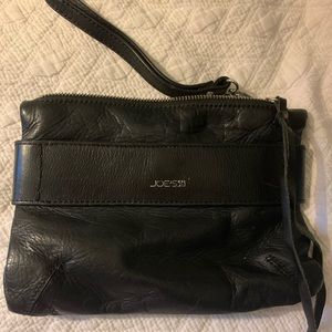joe’s jeans black leather wristlet